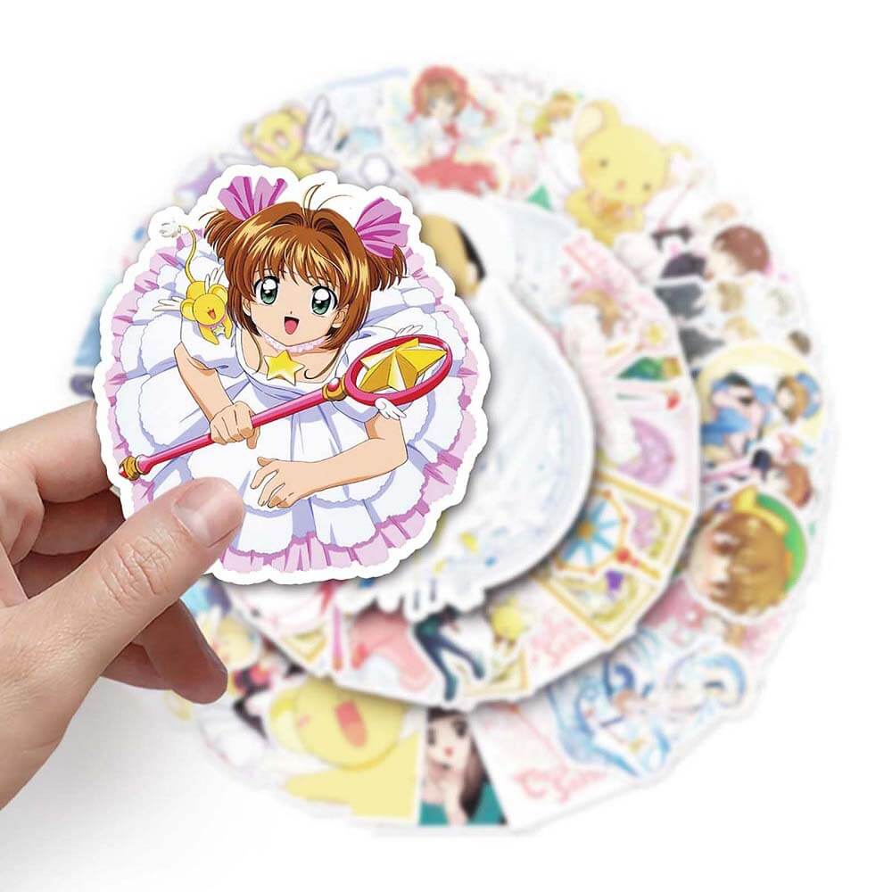 Vibrant Cardcaptor Sakura Stickers - 50pcs for Anime Lovers Cardcaptor Sakura Anime Stickers Set - Perfect for Decoration