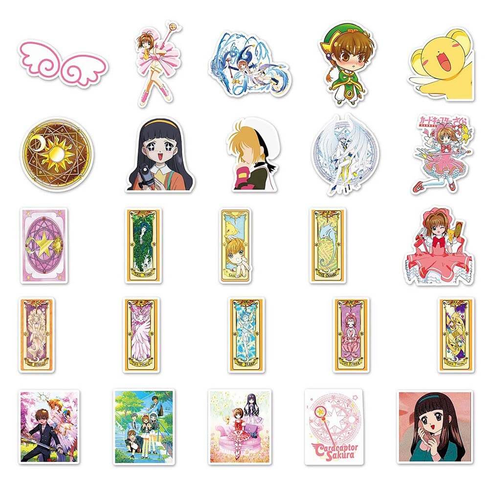 Decorative Cardcaptor Sakura Stickers Set for Fans of the Show 50 Pieces of Cardcaptor Sakura Stickers for DIY Projects Colorful Cardcaptor Sakura Stickers - 50pcs for Customization