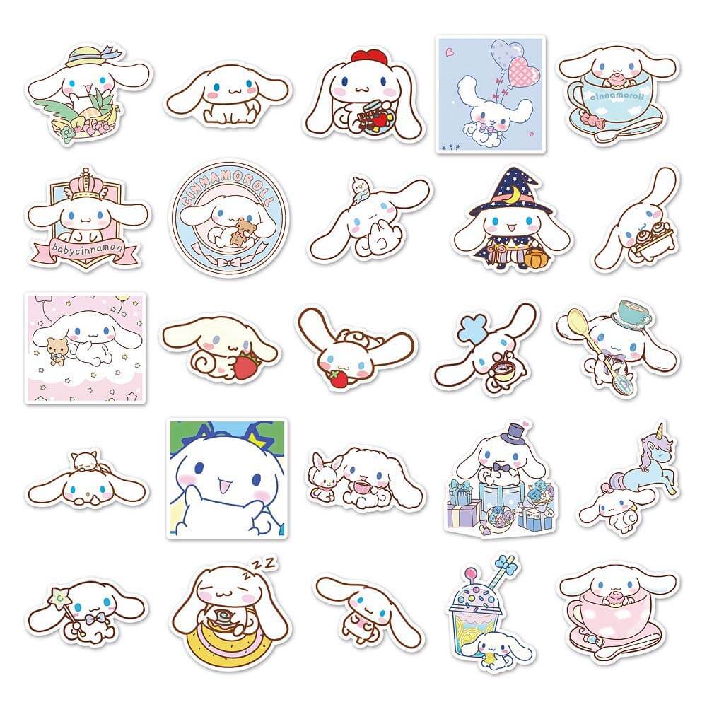 Sanrio Cinnamoroll Stickers Set - 50 Pieces for Fun and Creative Projects 50pcs Cinnamoroll Stickers Set for Personalized Gifts and Crafting Sanrio Cinnamoroll Stickers - Perfect for Decorating Water Bottles and Laptops