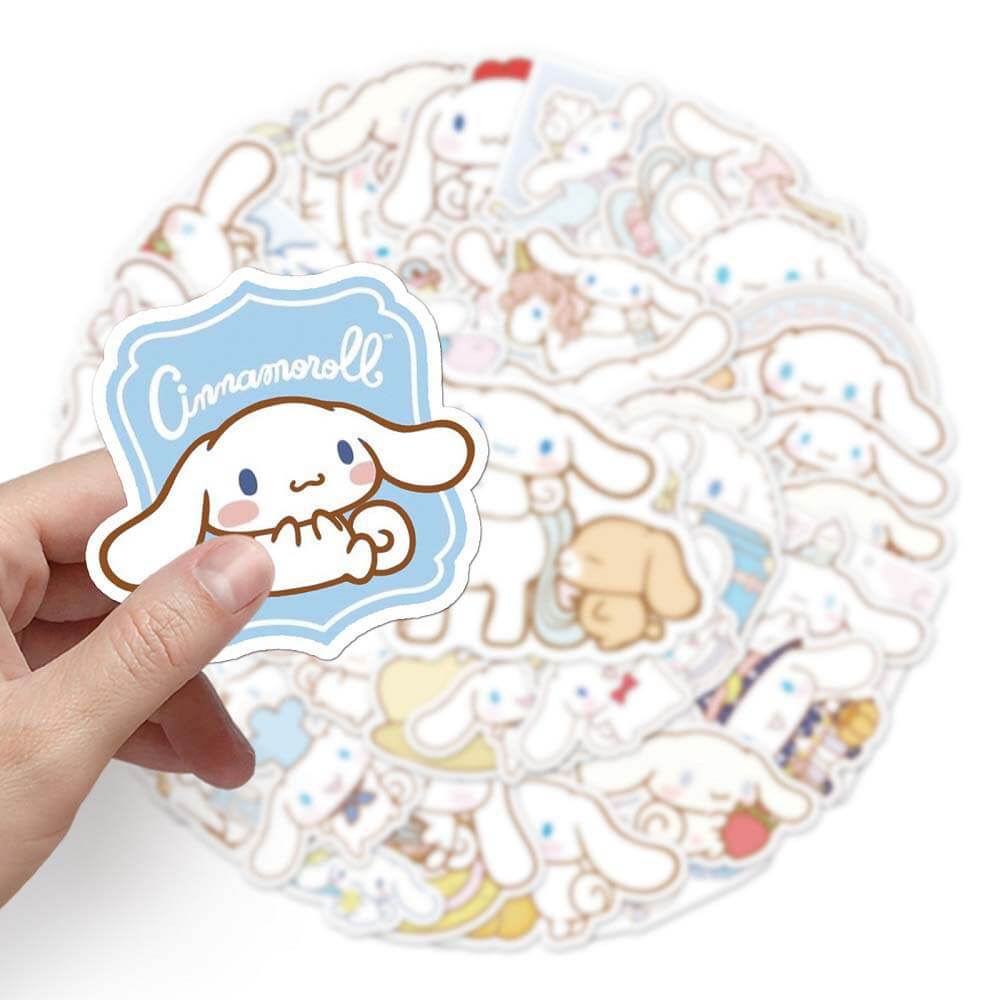 Sanrio Cinnamoroll Stickers Set - 50pcs for DIY Crafts and Personalization Cute Sanrio Cinnamoroll Stickers for Journals, Notebooks, and Laptops
