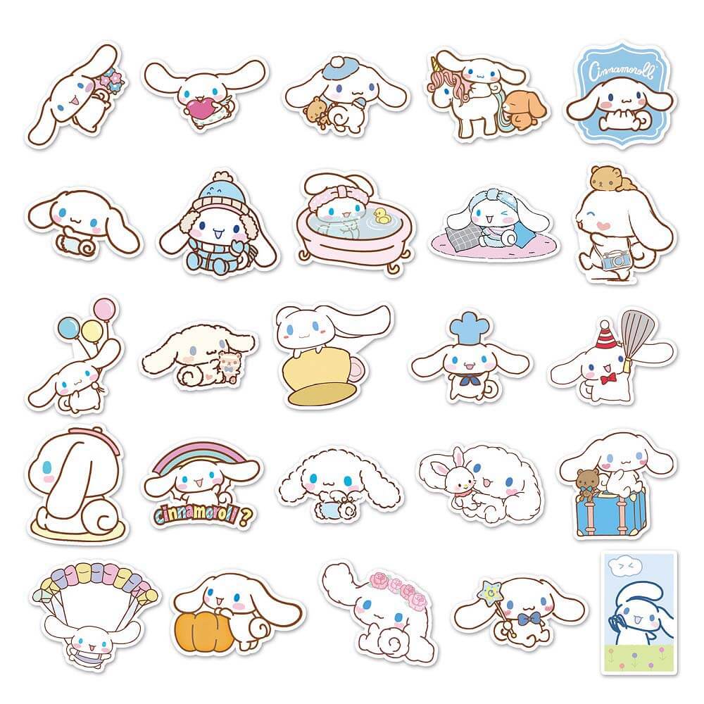 50pcs Cinnamoroll Stickers Set for Laptops, Water Bottles, and More Cute Sanrio Cinnamoroll 50pcs Stickers for Personalizing Accessories Sanrio Cinnamoroll Stickers - 50pcs for Decorative Fun