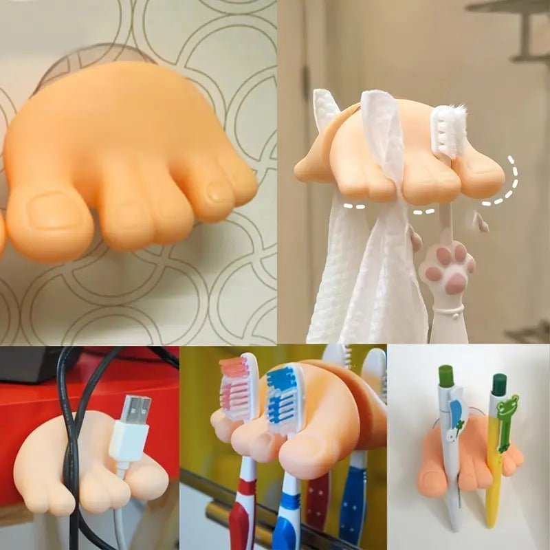 Funny Foot Palm Toothbrush Holder (8003) - Functional and Decorative Toothbrush Holder 8003 Funny Foot Palm Toothbrush Holder - Brighten Your Bathroom with This Playful Toothbrush Stand