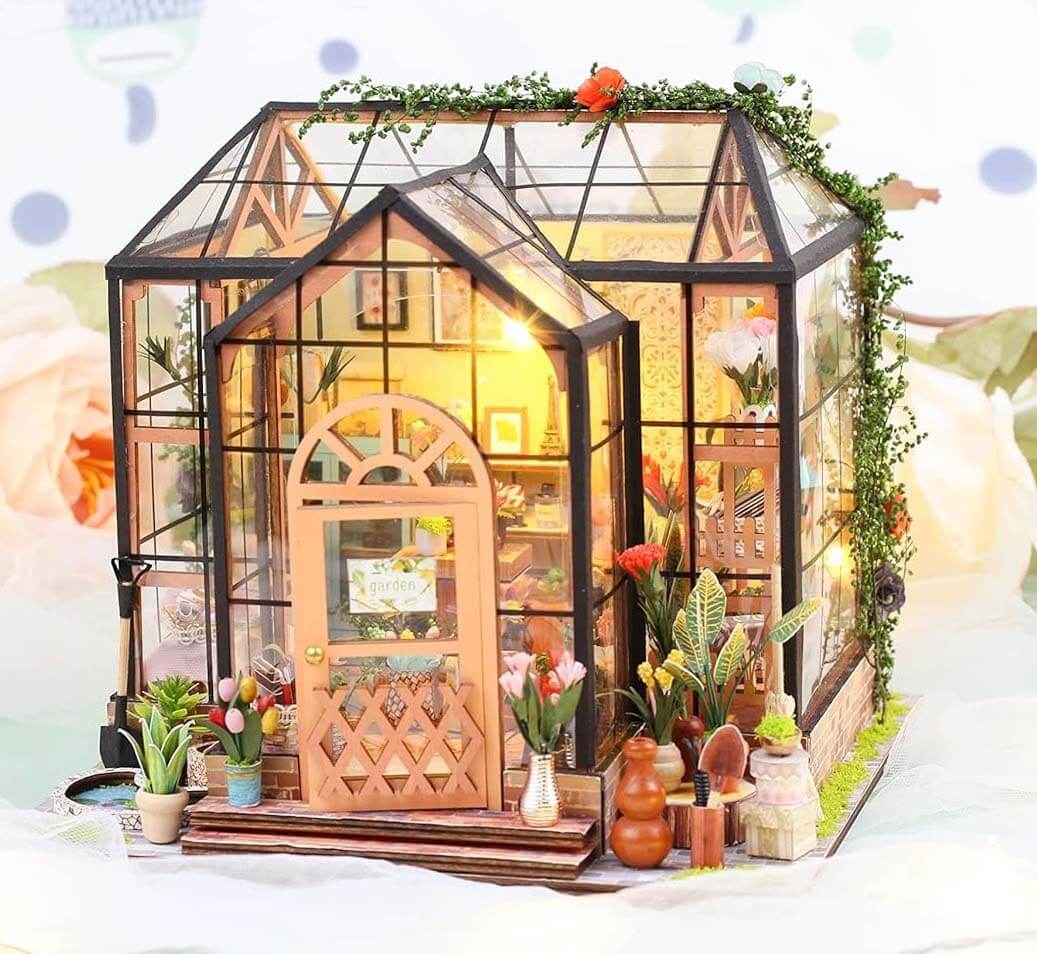 Jenny Greenhouse DIY Dollhouse Kit (10002) - Create a Beautiful Greenhouse Filled with Nature DIY Jenny Greenhouse Kit (10002) - Craft Your Own Greenhouse Miniature with Beautiful Plants Jenny Greenhouse DIY Miniature Kit (10002) - Design a Dreamy Green