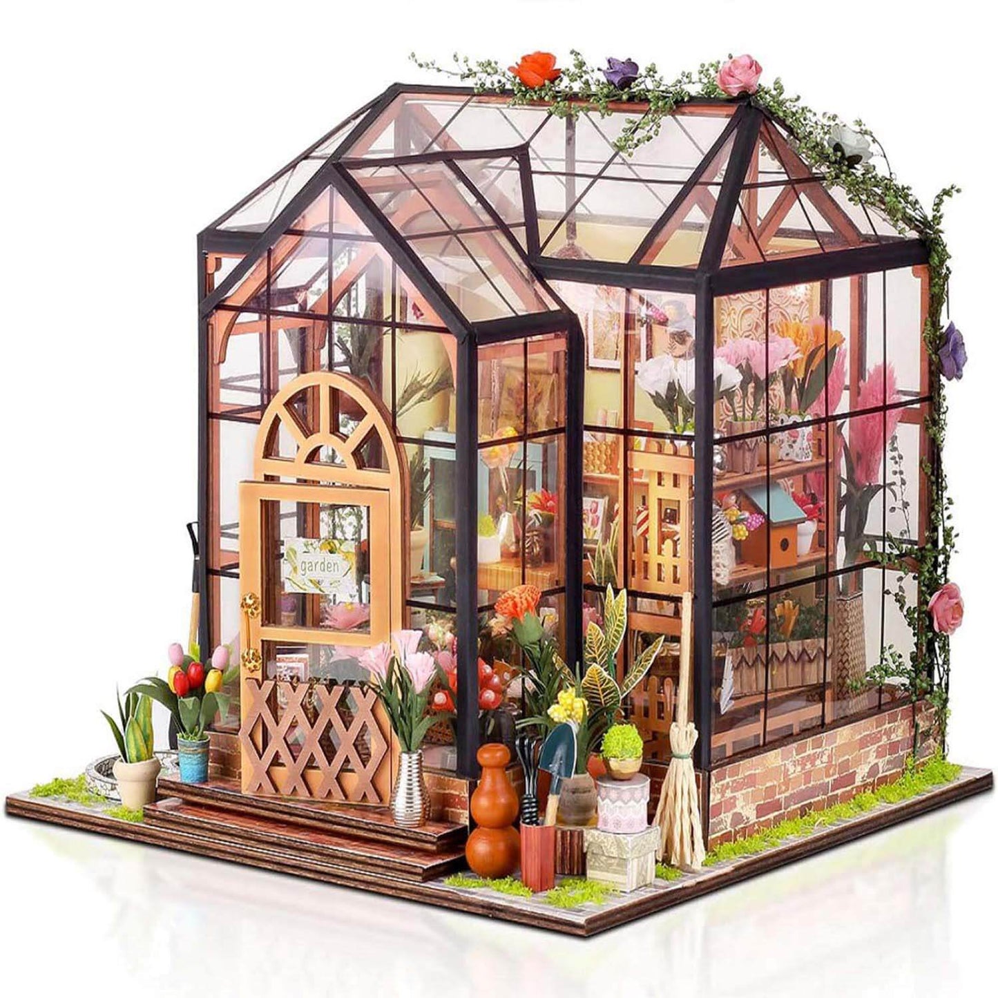 Jenny Greenhouse DIY Miniature Dollhouse Kit (10002) - Build Your Dream Greenhouse in Miniature DIY Jenny Greenhouse Miniature Kit (10002) - Craft a Beautiful Greenhouse with Tiny Plants Jenny Greenhouse DIY Kit (10002) - Design a Charming and Lush Gree