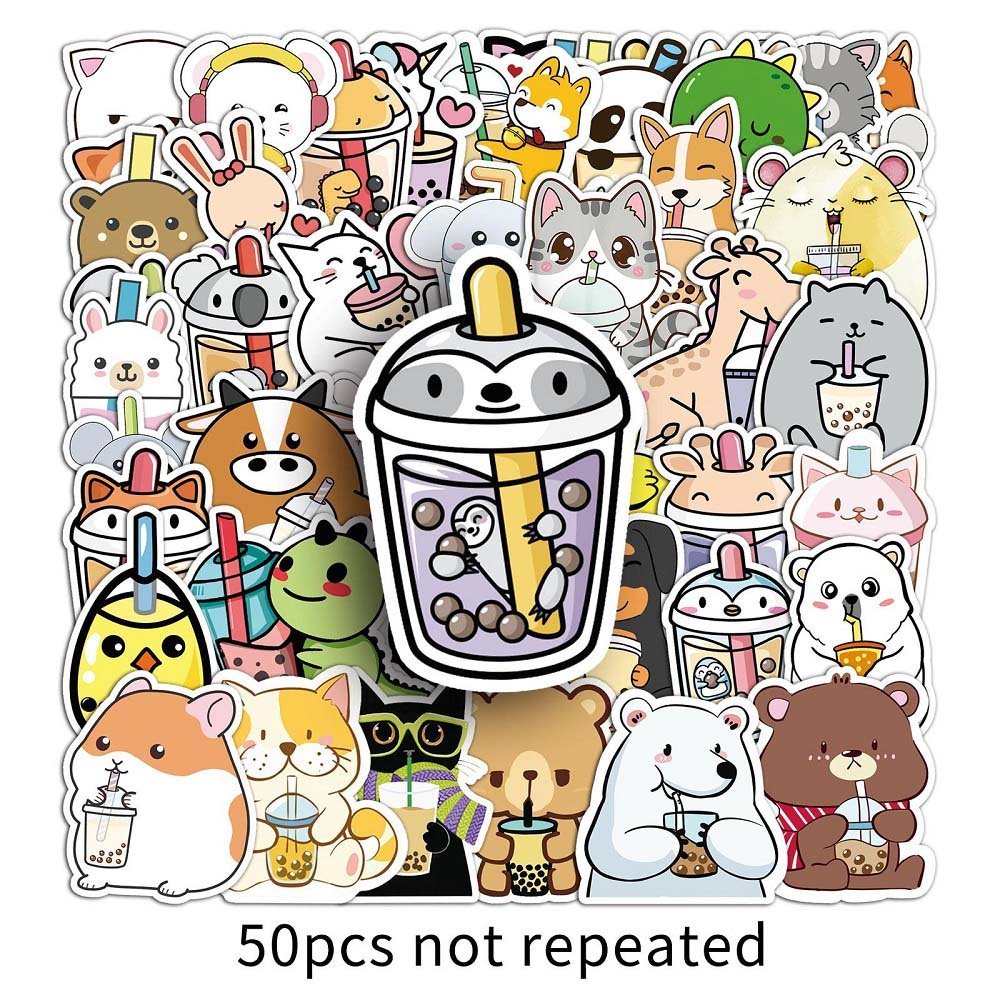 50pcs Pet Milk Tea Stickers - Creative Stickers for DIY Crafts and Personalized Decor Pet Milk Tea 50pcs Stickers - Trendy Stickers for Animal and Tea Enthusiasts