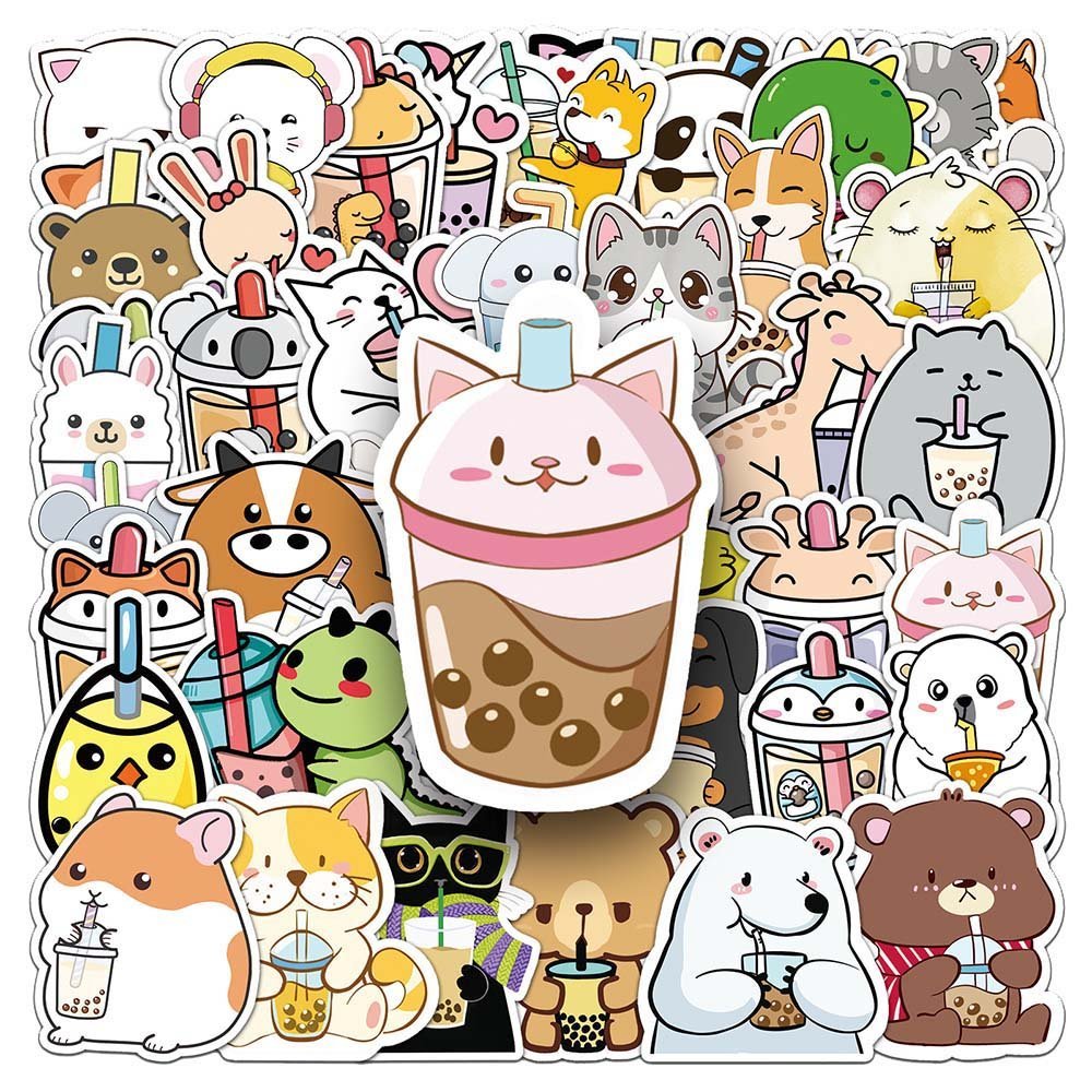 50pcs Pet Milk Tea Stickers - Perfect for Decorating Stationery, Scrapbooks, and More Pet Milk Tea Stickers - 50pcs Set for Creative Crafting and Fun Decorations
