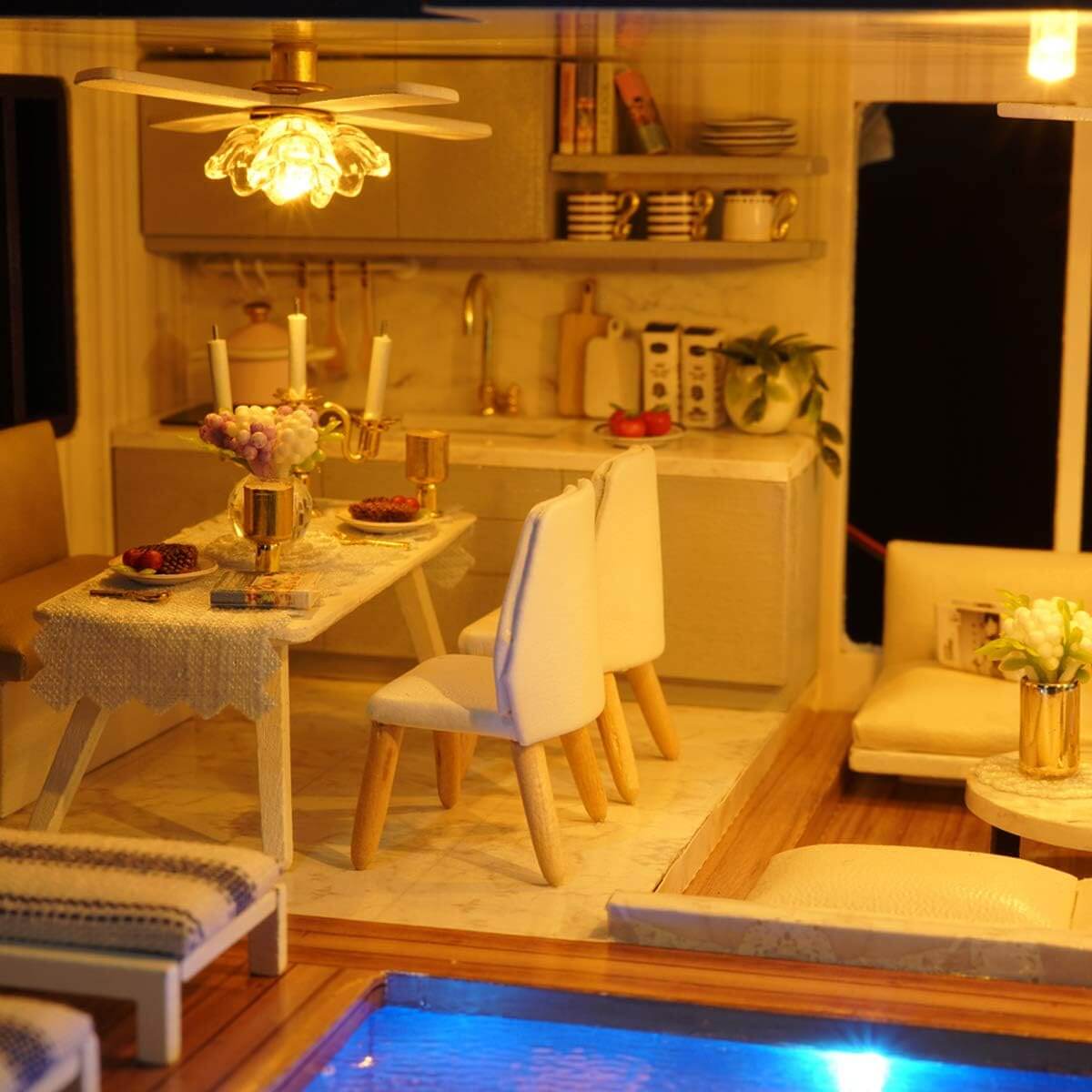 Time Apartment DIY Miniature Kit (10015) - Build a Cozy Home with Detailed Interior Design  DIY Time Apartment Dollhouse Kit (10015) - Vintage-Inspired Miniature Apartment for Collectors  Time Apartment DIY Kit (10015) - Create a Charming Retro Living Roo