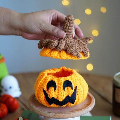 Trick or treat Happy Halloween-Pumpkin candy bag- Crochet Kit(13002)