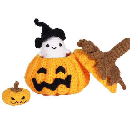 Trick or treat Happy Halloween-Pumpkin candy bag- Crochet Kit(13002)