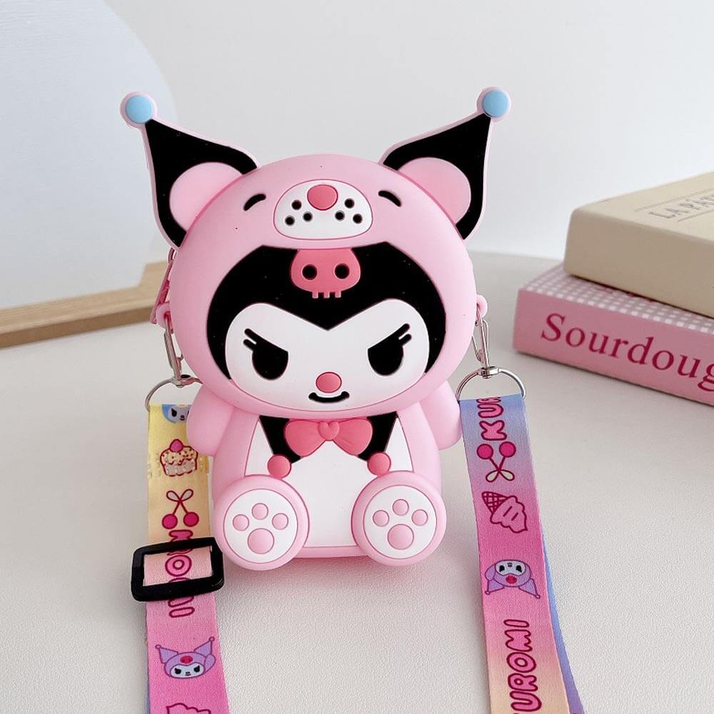 Kawaii Sanrio Kuromi Crossbody Bag with Coin Wallet for Teens