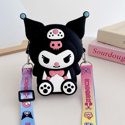 Cute Kuromi Anime Coin Wallet Purse with Adjustable Shoulder Strap