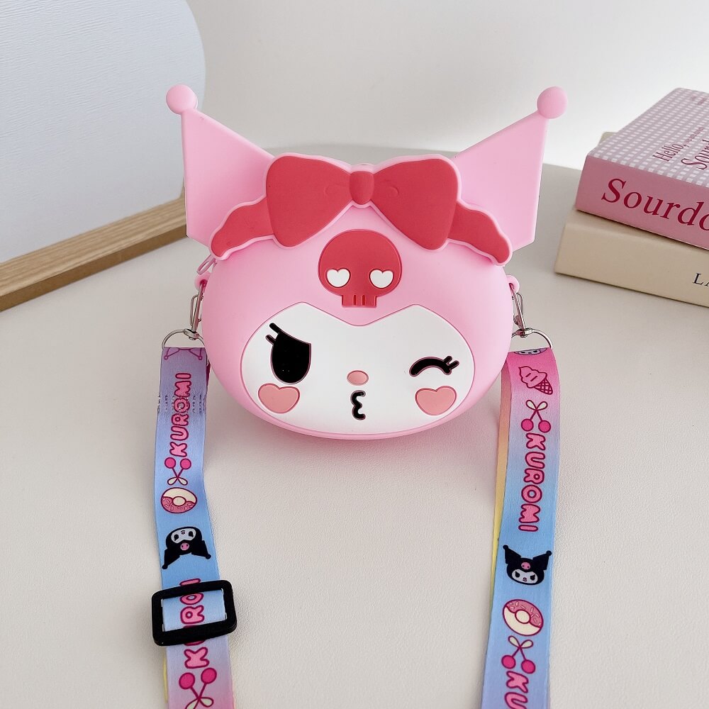 Sanrio Kuromi Cute Anime Shoulder Bag with Coin Purse for Kids and Teens