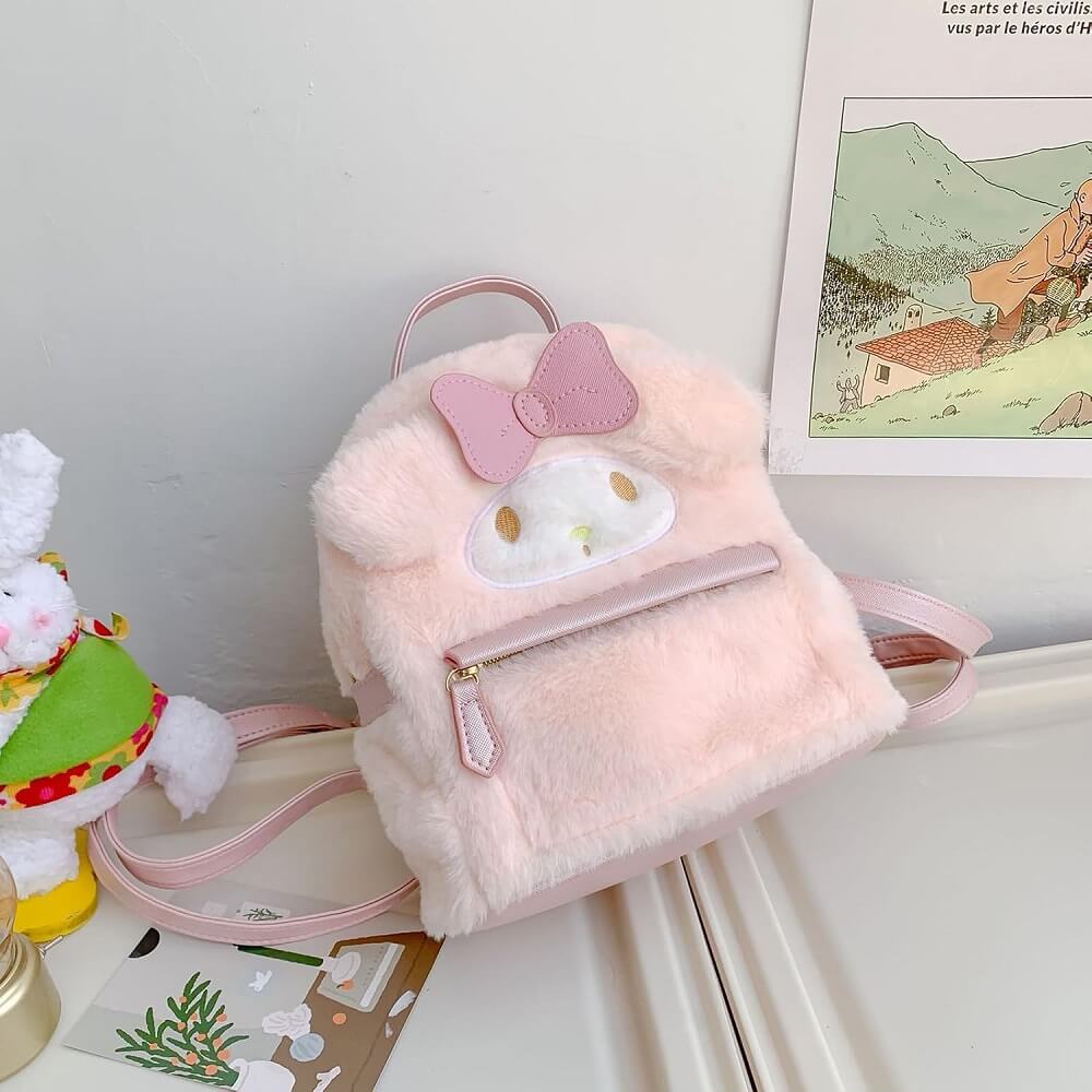 Cute Furry Handbag – Anime Cartoon Style with Soft Fuzzy Design  Soft Fuzzy Anime Cartoon Handbag – Cute Furry Purse for Daily Use