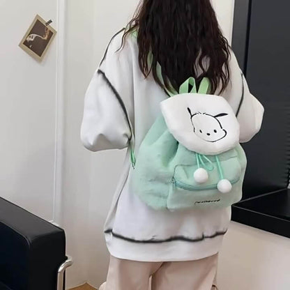 Sanrio Cute Plush Backpack – Fuzzy Bucket Purse for Sanrio Fans  Sanrio Plush Backpack – Cute and Cozy Soft Fuzzy Cartoon Bag