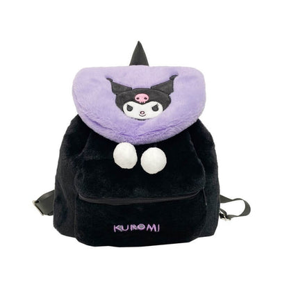 Sanrio Soft Fuzzy Cartoon Bucket Purse – Cute Plush Backpack for Children  Sanrio Cute Plush Backpack – Adorable Cartoon Bucket Purse for Young Fashionistas