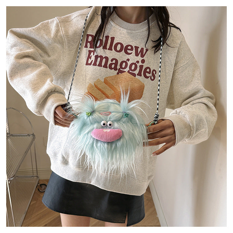 Ugly-cute plush toy bag for cute and comfy outfits  Unique ugly-cute plush toy bag for fun fashion looks