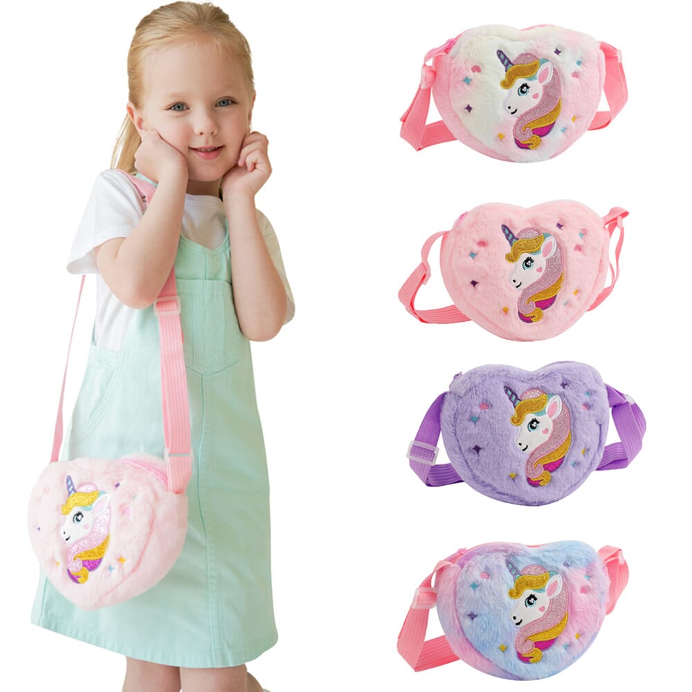 Magical unicorn design purse for school or travel  Cute cartoon unicorn heart bag for gifts and parties