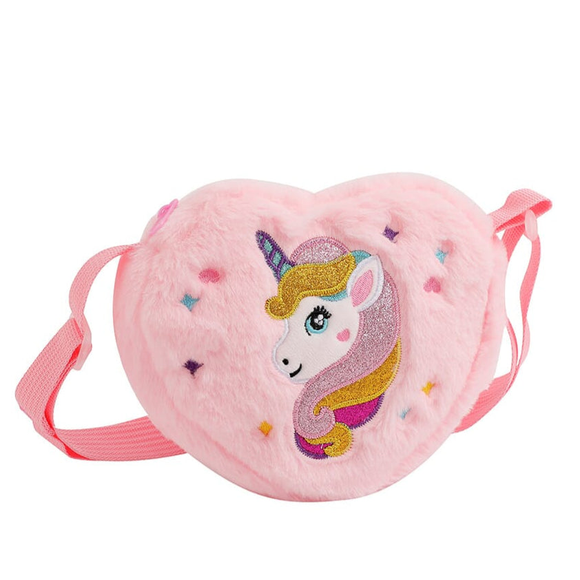 Kawaii unicorn themed purse for everyday wear  Cute unicorn heart-shaped bag for little girls