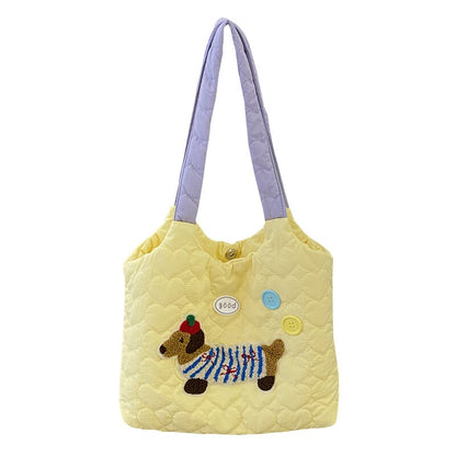Embroidered puppy design shoulder bag for girls  Cute puppy embroidery fashion shoulder bag for women  Adorable embroidered dog purse for casual outfits