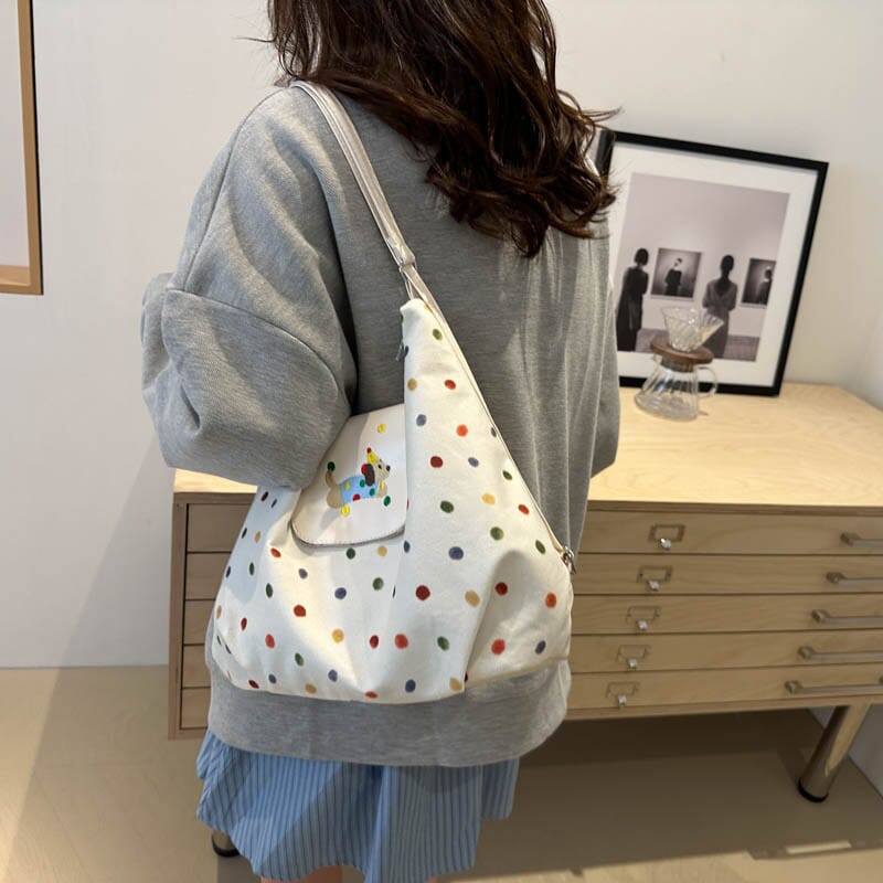 Cute plush puppy crossbody bag for outdoor activities