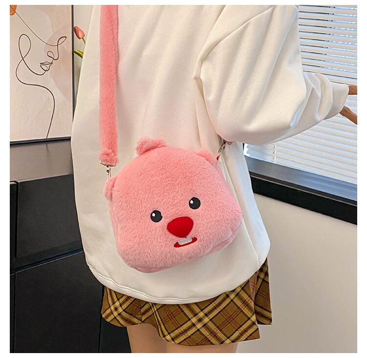 Korean style cartoon beaver schoolbag for boys and girls  Loopy beaver cartoon backpack for casual outings