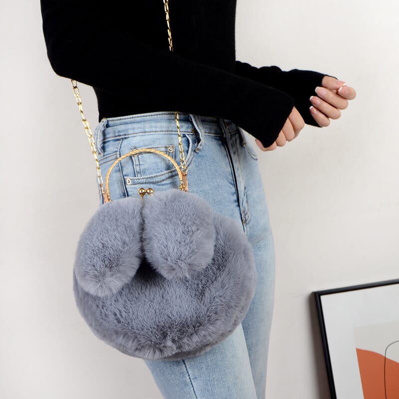 Adorable round rabbit ear plush bag for daily use