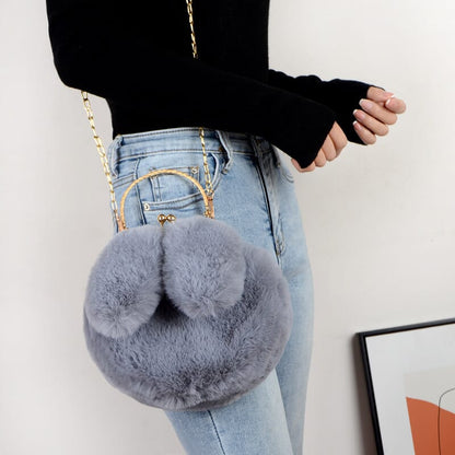 Adorable round rabbit ear plush bag for daily use
