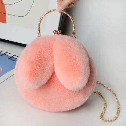 Lightweight bunny ear plush crossbody bag for travel