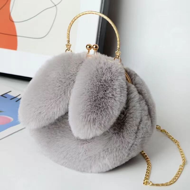 Trendy rabbit ear round plush bag for everyday use