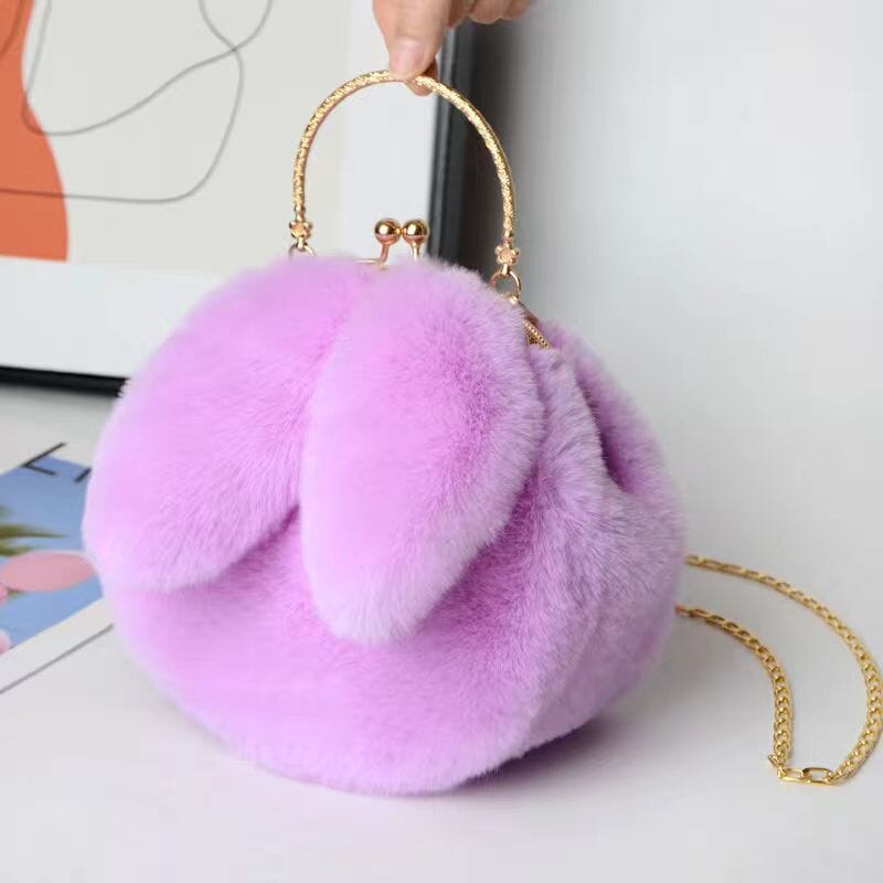 Kawaii bunny plush handbag with shoulder strap