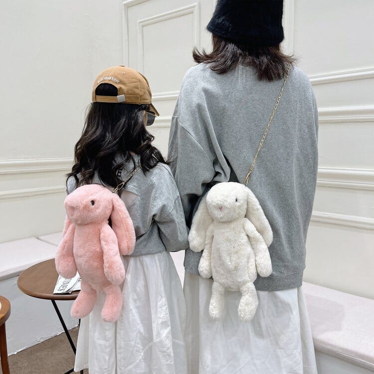 Plush crossbody bag featuring dead rabbit Rex, edgy and cute accessory for everyday wear