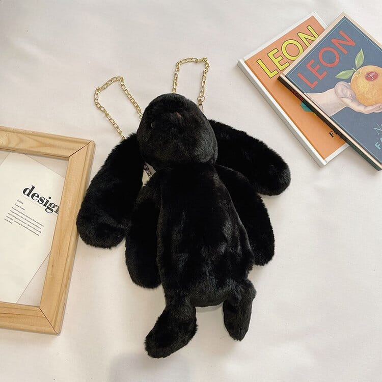 Unique dead rabbit Rex plush bag, cute and playful crossbody accessory for bold outfits