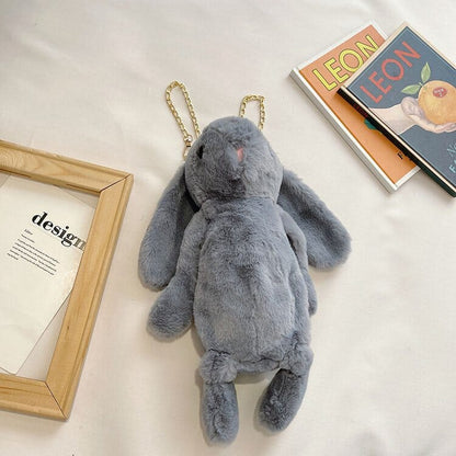 Rex rabbit plush crossbody bag, cute and edgy dead rabbit design for unique fashion