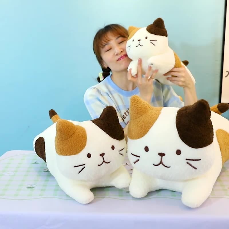 Kawaii three-color cheese cat plush, cute and colorful stuffed toy for children  Three-color cheese cat plush doll, playful and soft stuffed toy for cuddles