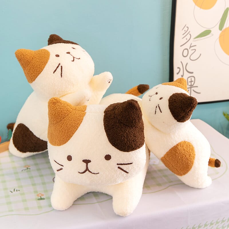 Adorable cheese cat plush toy, three-color design perfect for play and cuddles