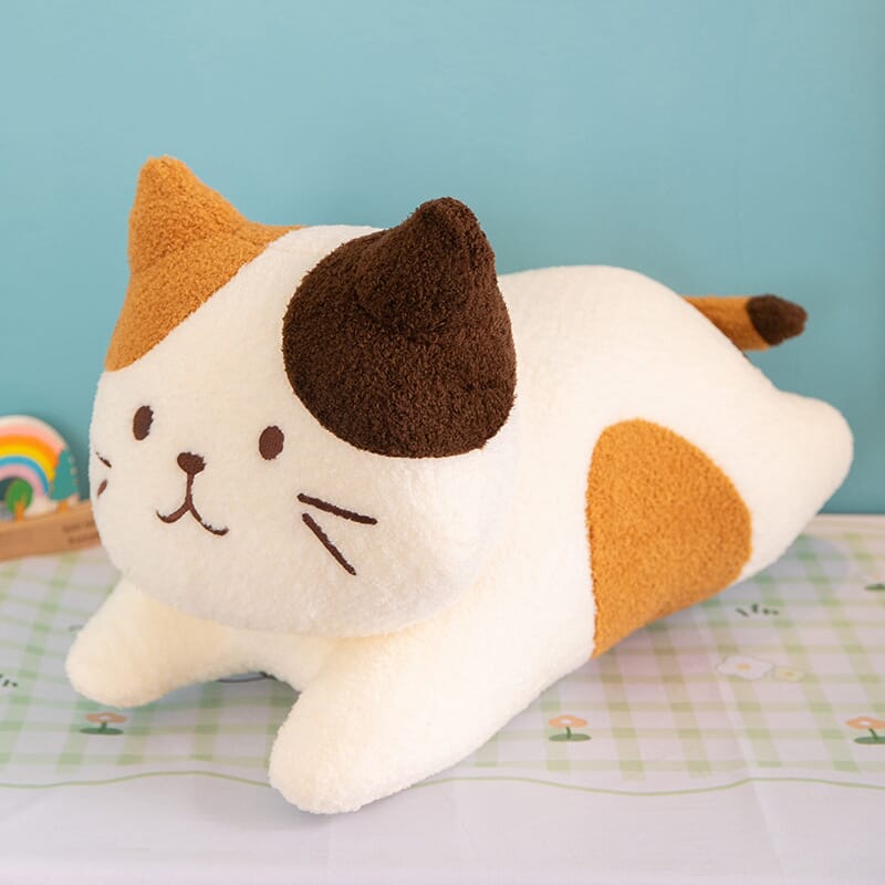 Cute three-color cheese cat plush toy, soft and cuddly stuffed animal