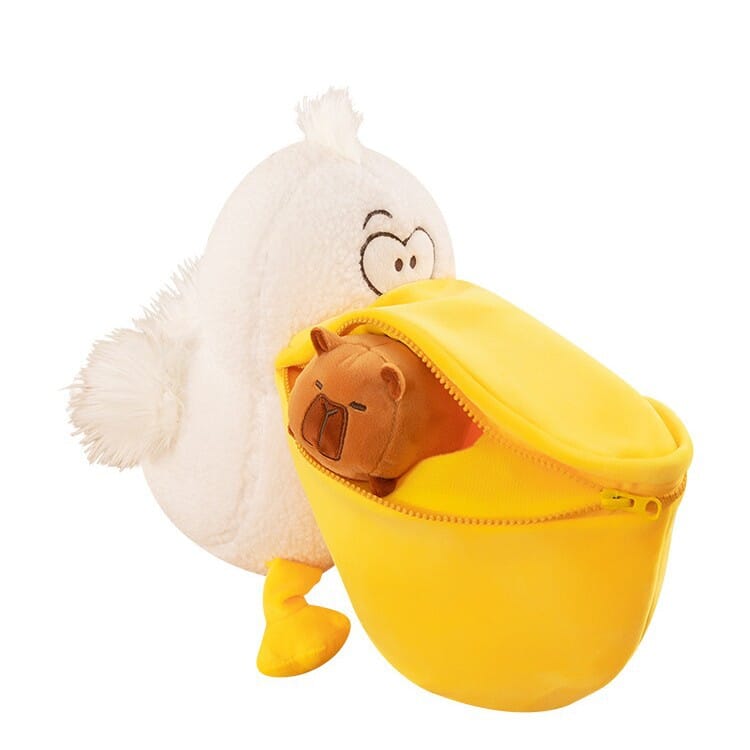 Soft big-mouth pelican plush toy, huggable stuffed animal for toddlers
