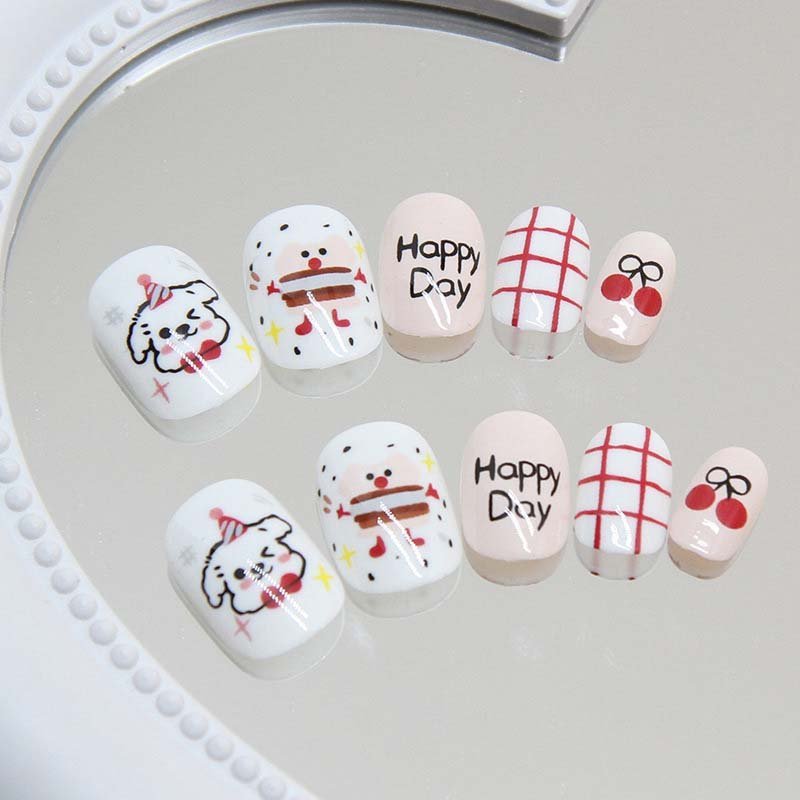 20 Styles Cartoon Handmade Press On Nails For Kids(9006) - Gookka