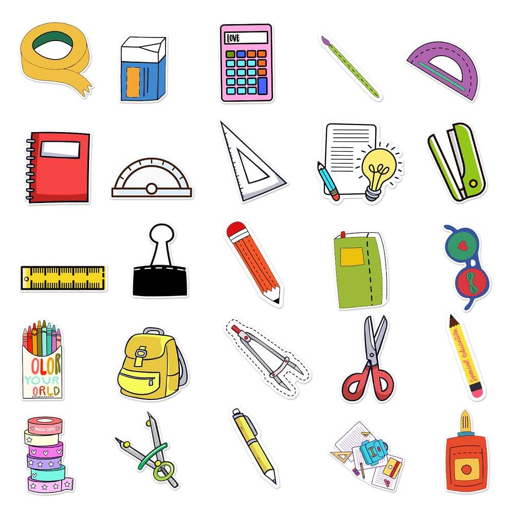 Stationery-309 Stickers – Creative Stickers for Bullet Journals, Planners, and Notes  Stationery-309 Stickers – 50pcs of Stationery Stickers for DIY Projects and Custom Decor  Stationery-309 Stickers – Stickers for Personalizing School and Office Accessor
