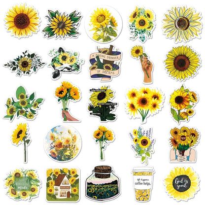 Sunflower-237 Stickers – 50pcs Sunflower Stickers for Adding Cheer to Your Crafting Projects  Sunflower-237 Stickers – Cute Sunflower Stickers for Decorating Your Planner and Calendar  Sunflower-237 Stickers – Floral Sunflower Stickers for Journaling and 