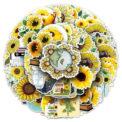 Sunflower-237 Stickers 50pcs – Bright and Cheerful Sunflower Stickers for Crafting  Sunflower-237 Stickers – 50pcs Sunflower Stickers for Scrapbooking and DIY Projects  Sunflower-237 Stickers – Vibrant Sunflower Stickers for Customizing Notebooks and Jour