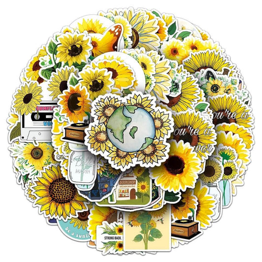 Sunflower-237 Stickers 50pcs – Bright and Cheerful Sunflower Stickers for Crafting  Sunflower-237 Stickers – 50pcs Sunflower Stickers for Scrapbooking and DIY Projects  Sunflower-237 Stickers – Vibrant Sunflower Stickers for Customizing Notebooks and Jour