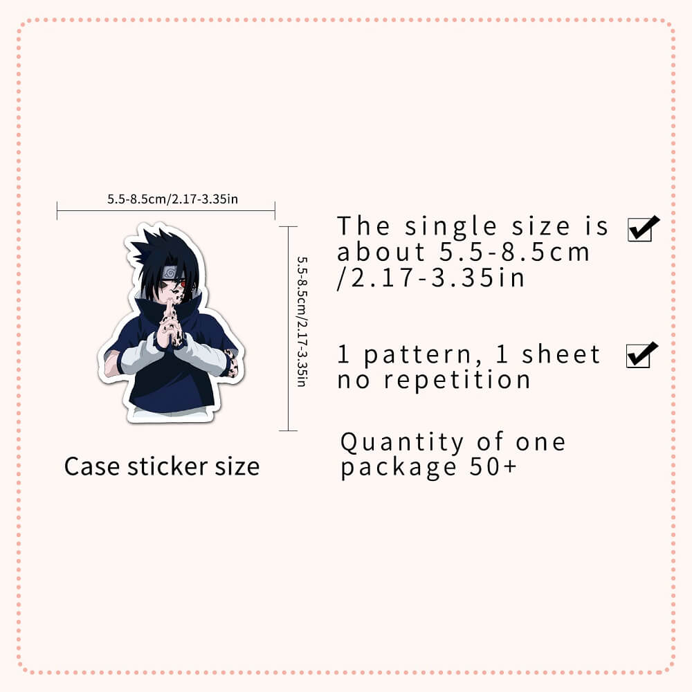 Naruto-46B Stickers – 50pcs Naruto Stickers Featuring Naruto, Sasuke, Sakura