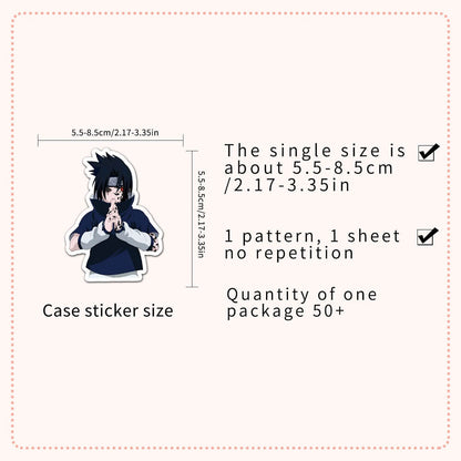 Naruto-46B Stickers – 50pcs Naruto Stickers Featuring Naruto, Sasuke, Sakura