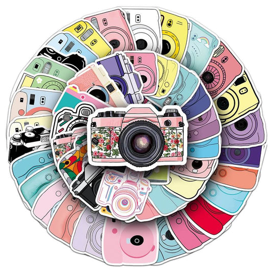 50pcs Camera Stickers – Fun and Creative Camera Stickers for Scrapbooking  Camera-356 Stickers – 50pcs Stylish Camera Stickers for DIY Projects  50pcs Camera Stickers – Cute and Colorful Camera Stickers for Journals