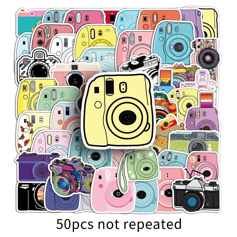 Camera-356 Stickers – 50pcs Fun Camera Stickers for Personalizing Gifts  50pcs Camera Stickers – Colorful Camera Stickers for Photography Scrapbook Projects  Camera-356 Stickers – 50pcs Vintage Camera Stickers for Decorating Walls