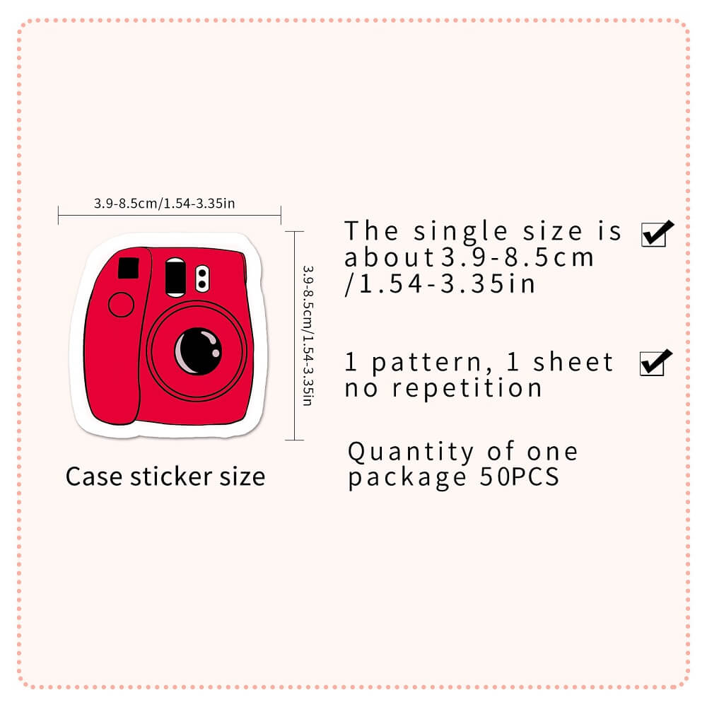 50pcs Camera Stickers – Photography Themed Stickers for Crafting