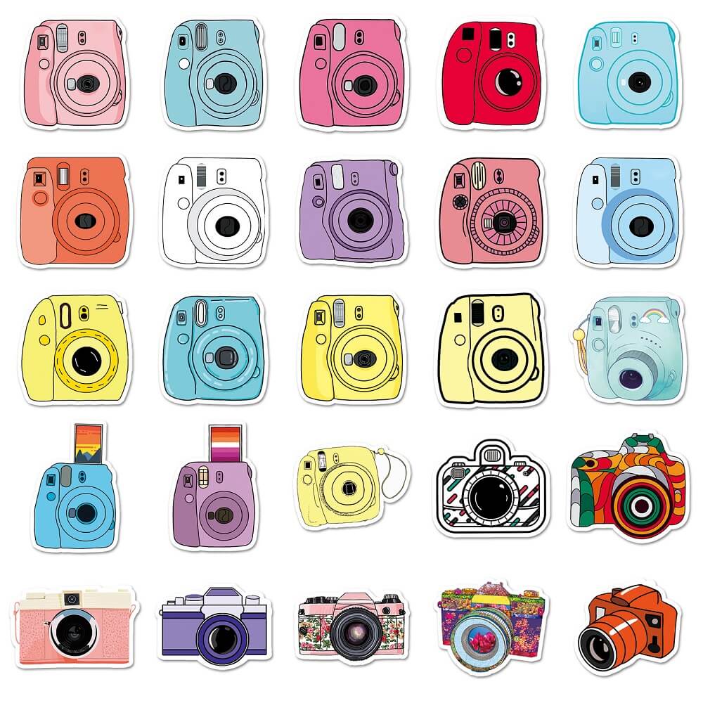 50pcs Camera Stickers – Photography Stickers for Gift Wrapping and Packaging  Camera-356 Stickers – 50pcs Photography Camera Stickers for Travel Journals  50pcs Camera Stickers – Trendy Camera Stickers for Laptop and MacBook Decor