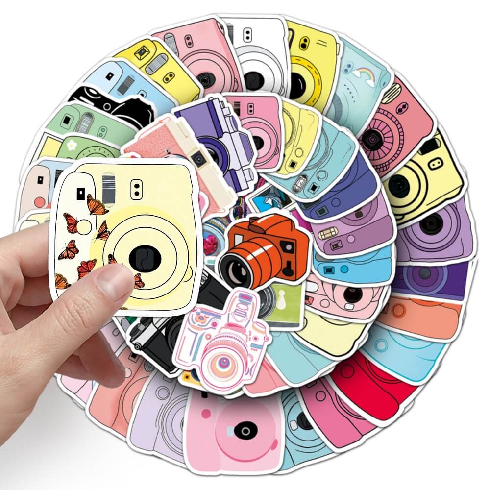 Camera-356 Stickers – 50pcs Vintage Camera Stickers for Photography Lovers  50pcs Camera Stickers – Decorative Camera Stickers for Laptops and Notebooks  Camera-356 Stickers – 50pcs Camera Stickers for Personalized Water Bottles