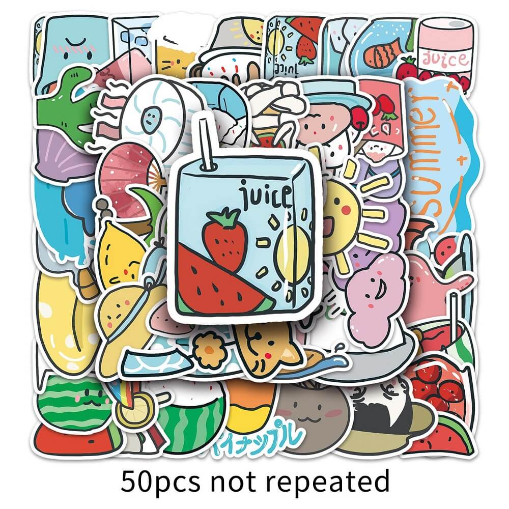 50pcs Cartoon Summer Stickers – Cute Summer Stickers for DIY Craft Projects  Cartoon Summer -714 Stickers – 50pcs Summer Stickers for Personalizing Water Bottles  50pcs Cartoon Summer Stickers – Fun and Bright Stickers for Summer Party Decor